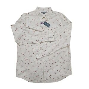 NWT‎ Perry Ellis 2XLT Floral Stretch Long Sleeve Button Down Shirt Tall White